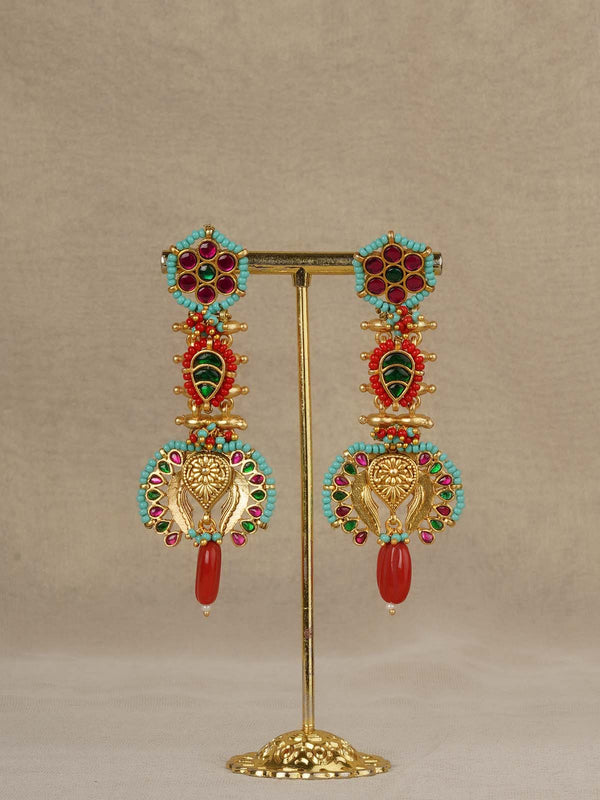 Multicolor Gold Plated Mishr Earrings - MR-E290PGR