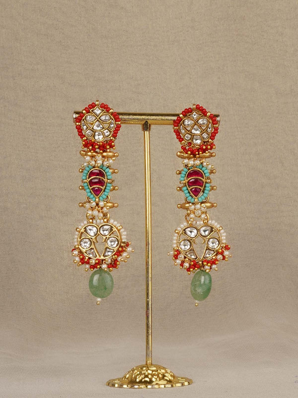 Pink Color Gold Plated Mishr Earrings - MR-E297WP