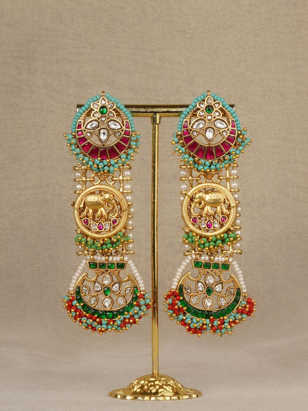 Multicolor Gold Plated Mishr Earrings - MR-E300M