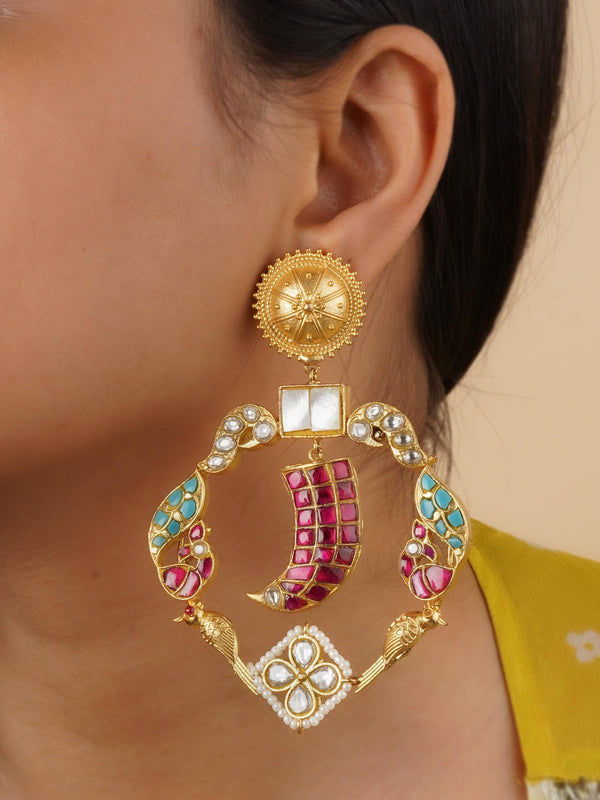 Multicolor Gold Plated Mishr Earrings - MR-E324FP