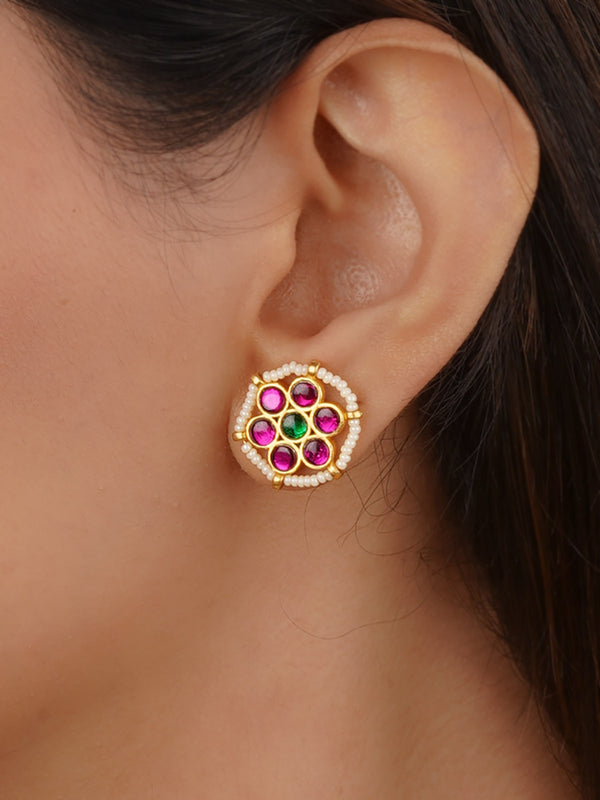 Multicolor Gold Plated Mishr Earrings - MR-E73M