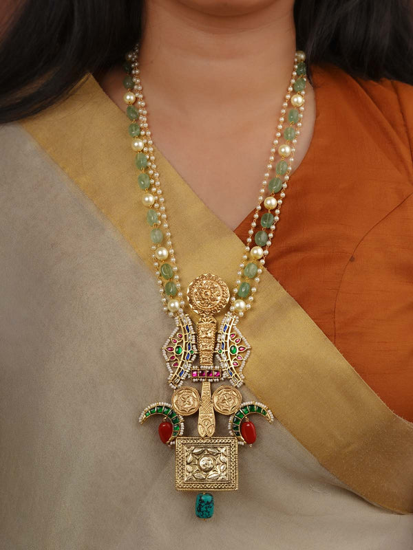 Multicolor Gold Plated Mishr Necklace - MR-N101M