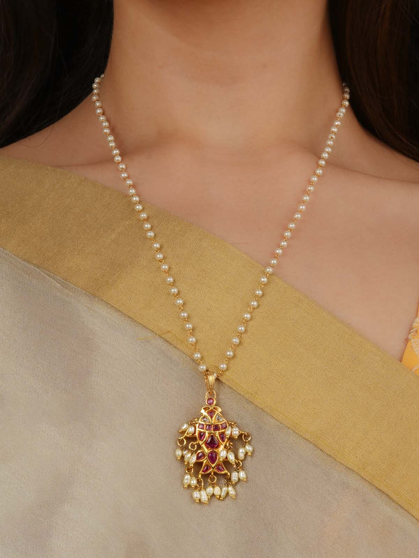 Pink Color Gold Plated Mishr Necklace - MR-N122WP
