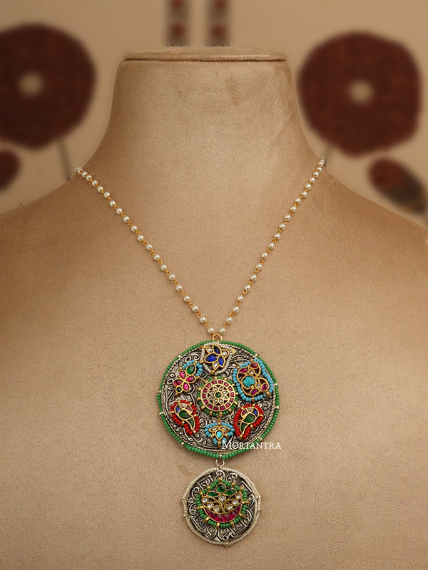 MR-N24 - Multicolor Jadau Kundan Mishr Necklace