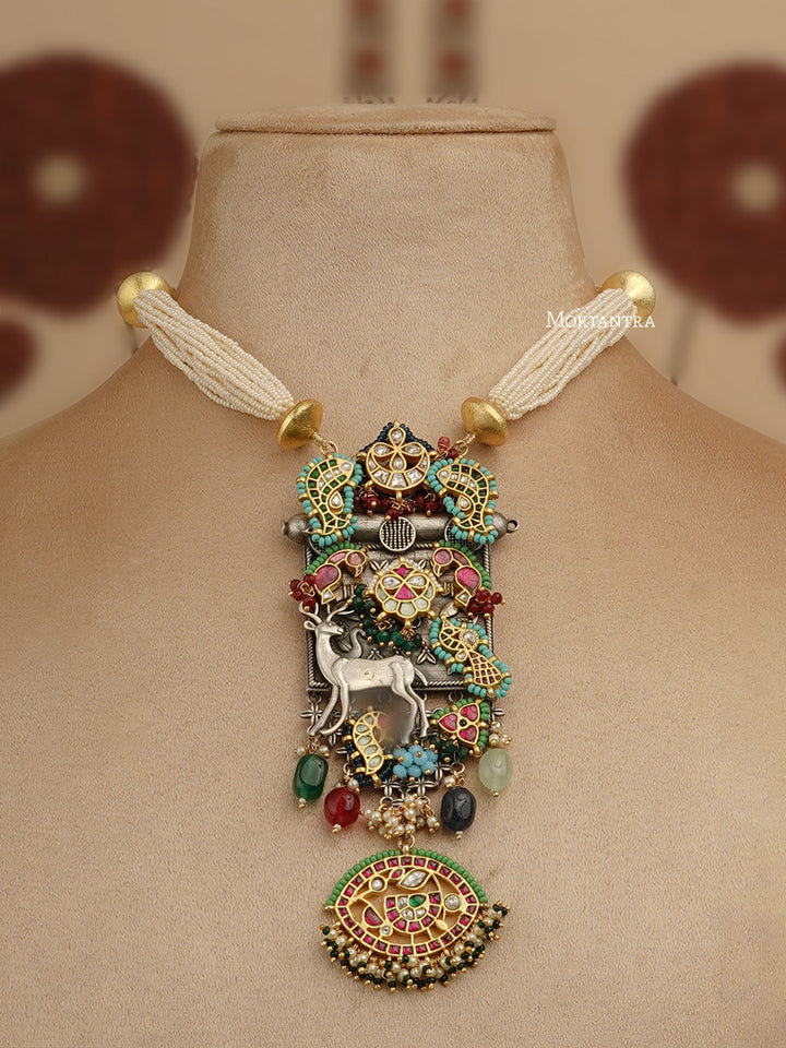 MR-N38M - Multicolor Jadau Mishr Necklace