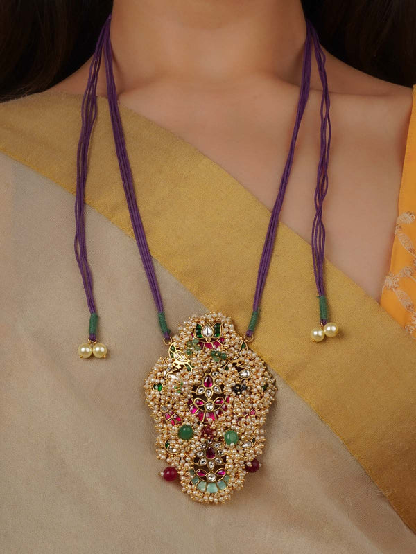 Multicolor Gold Plated Mishr Tribal Necklace - MR-N62