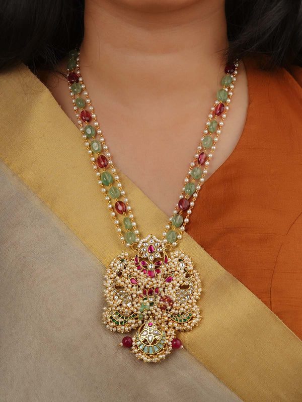 Multicolor Gold Plated Mishr Necklace - MR-N63M