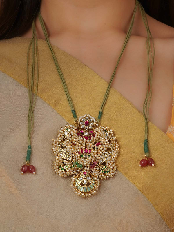 Multicolor Gold Plated Mishr Tribal Necklace - MR-N63MA
