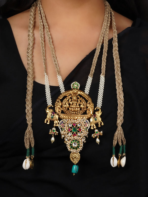 MR-N73M - Multicolor Gold Plated Temple Tribal Necklace