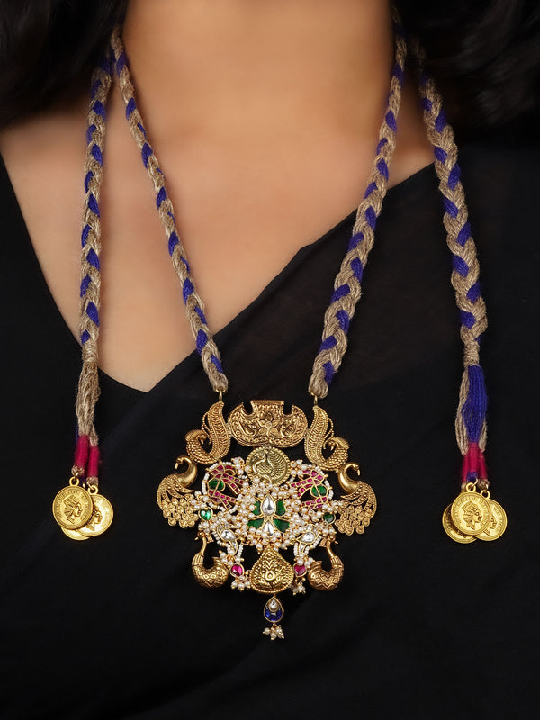 MR-N80M - Multicolor Gold Plated Mishr Tribal Necklace