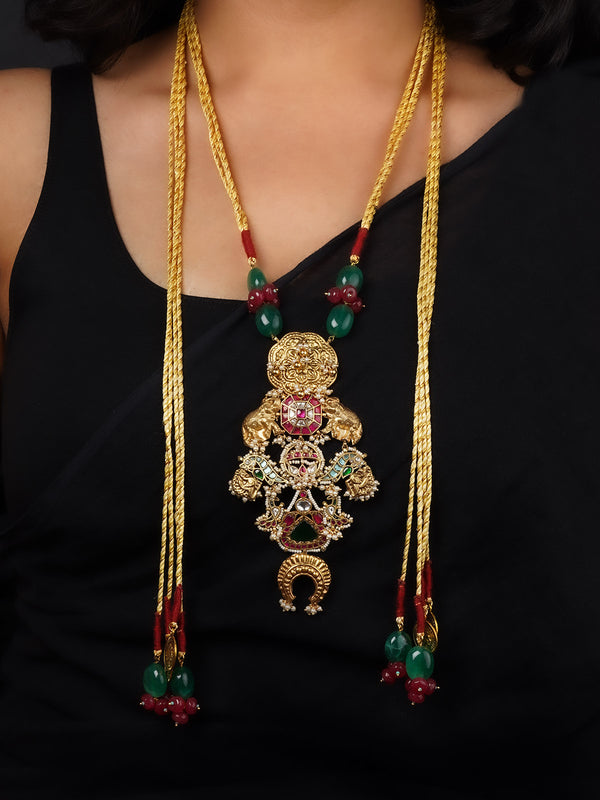 MR-N81M - Multicolor Gold Plated Mishr Tribal Necklace