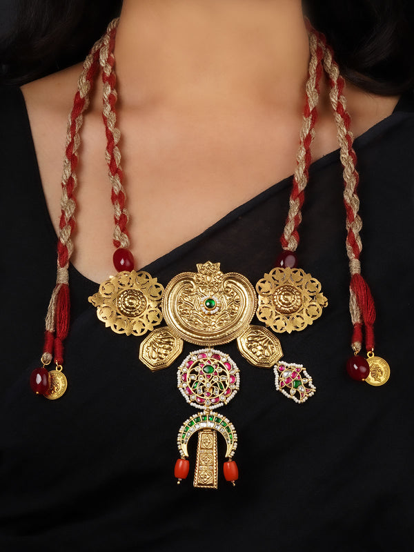 MR-N83M - Multicolor Gold Plated Mishr Tribal Necklace