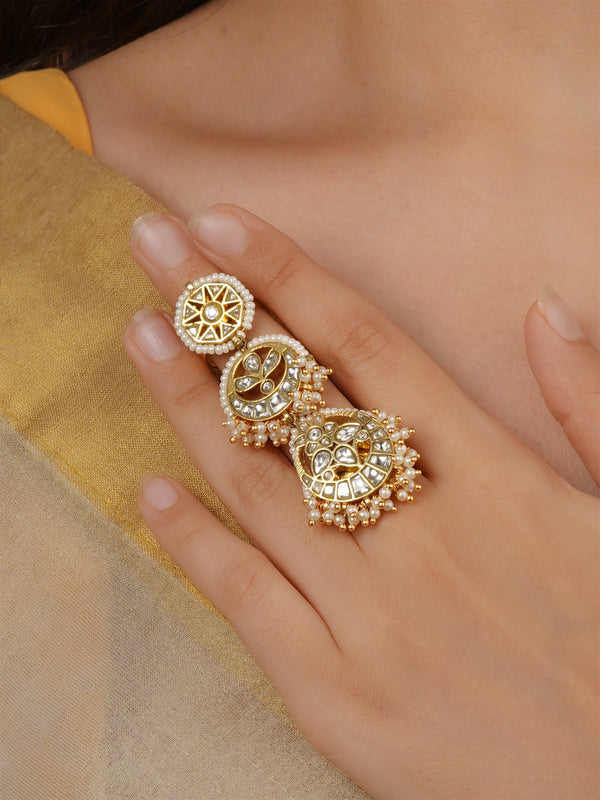 White Color Gold Plated Mishr Ring - MR-RNG67