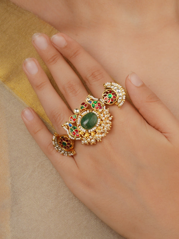 Multicolor Gold Plated Mishr Ring - MR-RNG69M