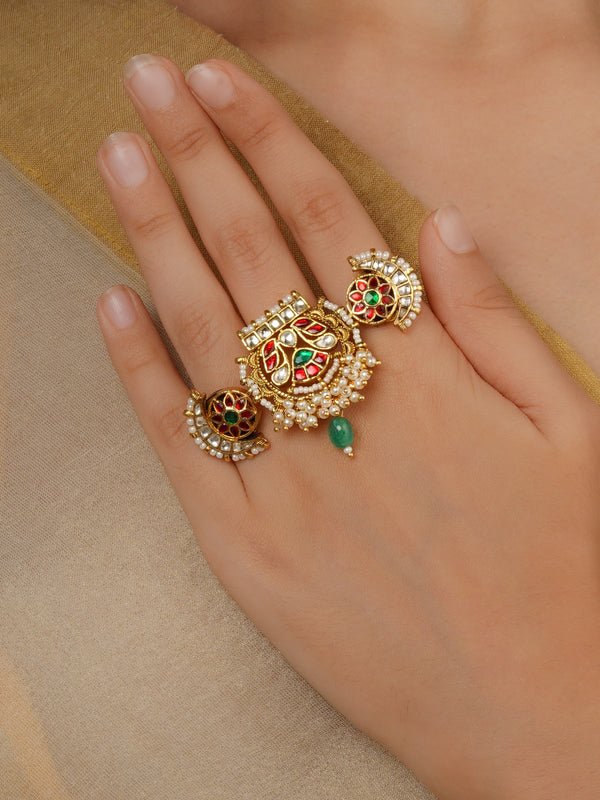 Multicolor Gold Plated Mishr Ring - MR-RNG72M