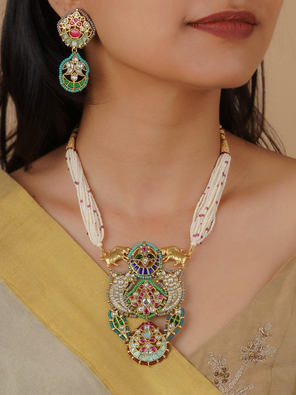 MR-S434A - Multicolor Gold Plated Mishr Necklace Set