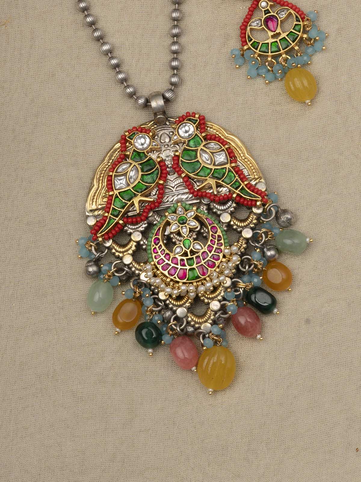 MR-S514 - Multicolor Jadau Mishr Medium Necklace Set