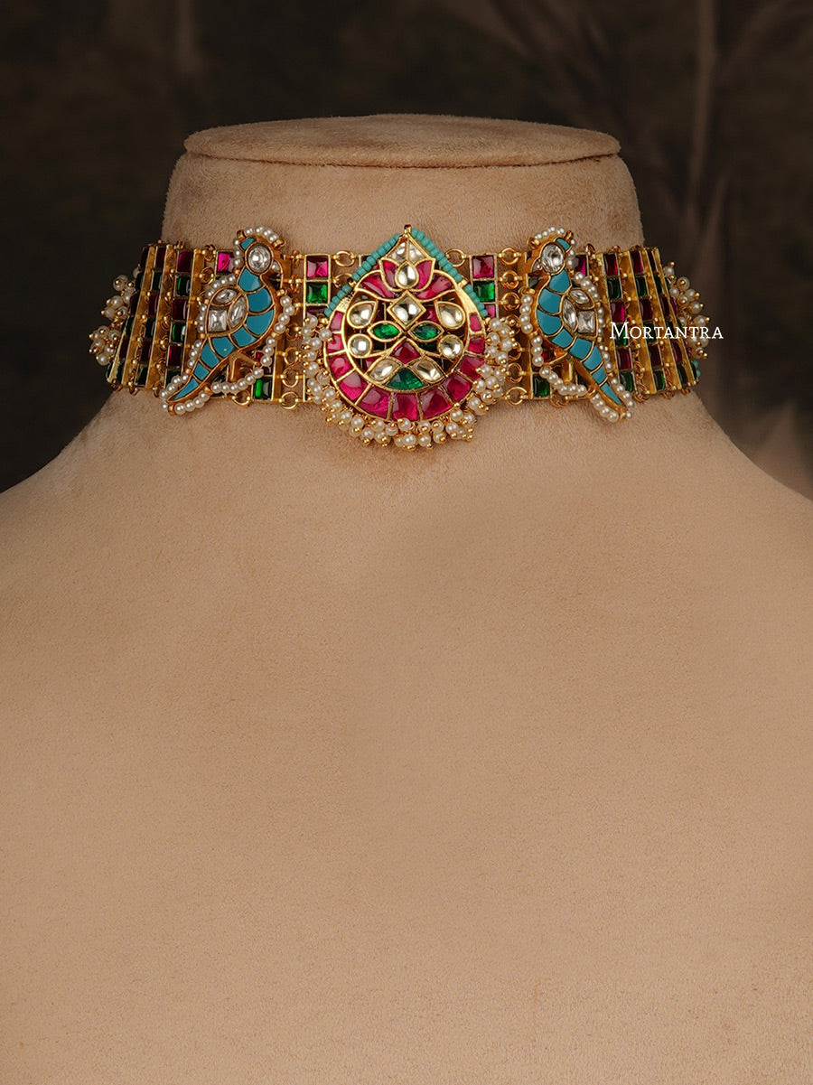 MR-S544MA - Multicolor Gold Plated Mishr Choker Necklace Set