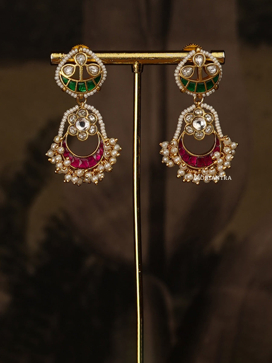 MR-S554M - Multicolor Gold Plated Jadau Mishr Choker Necklace Set