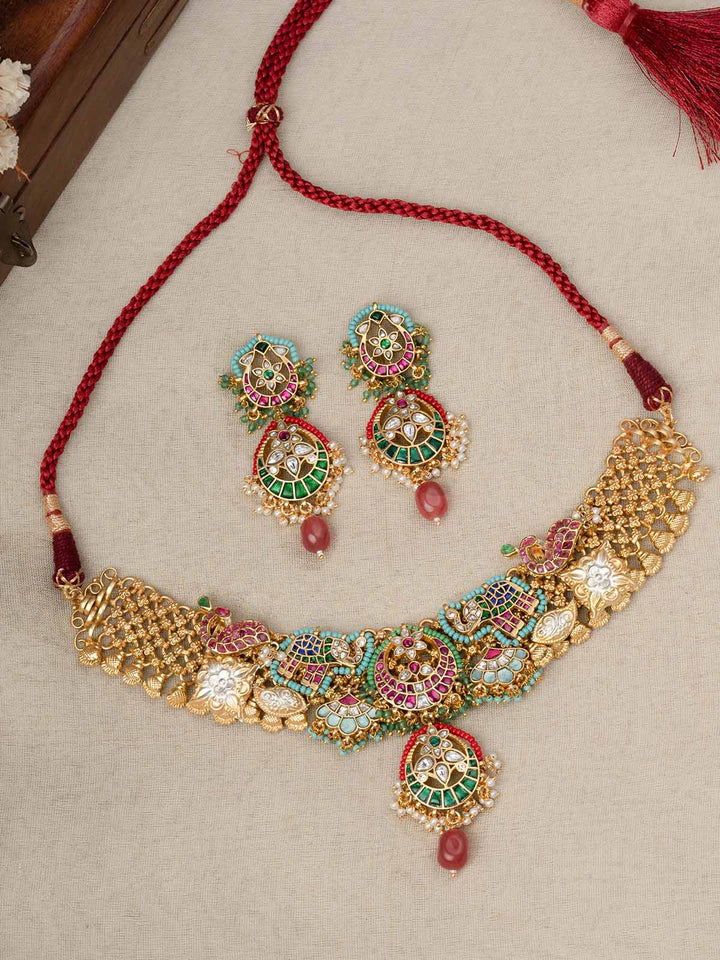 MR-S580M - Multicolor Mishr Short Necklace Set