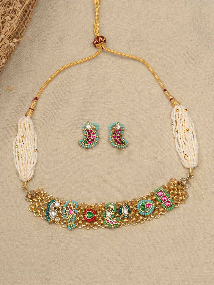 MR-S616MA - Multicolor Mishr Choker Necklace Set