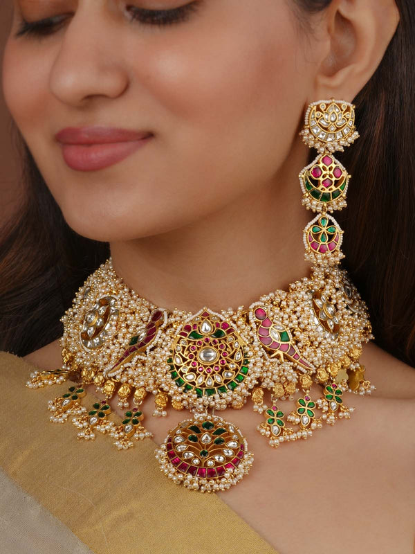 Multicolor Gold Plated Mishr Necklace Set - MR-S625MA