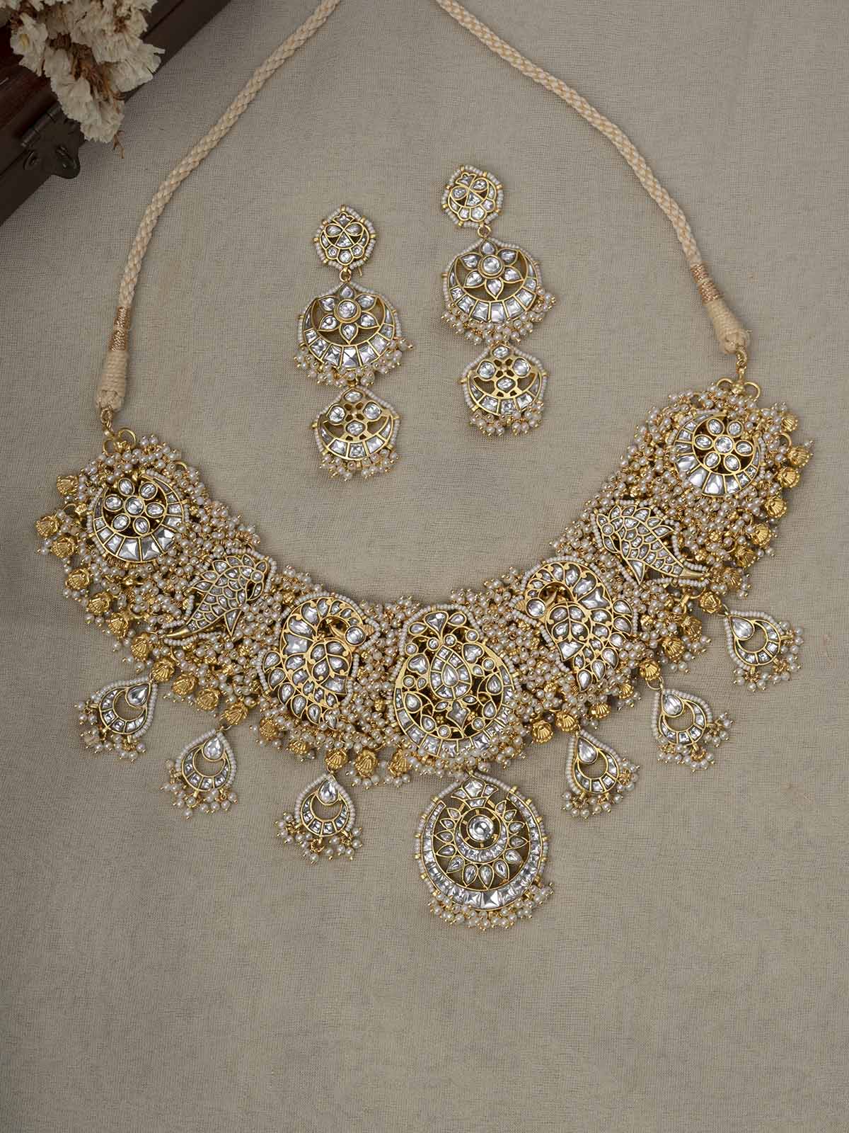 MR-S627 - White Gold Plated Mishr Short Necklace Set