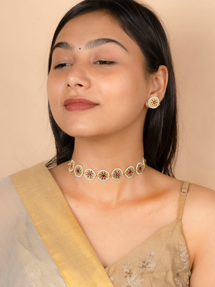 MR-S629LGRP - Mishr Choker Necklace Set