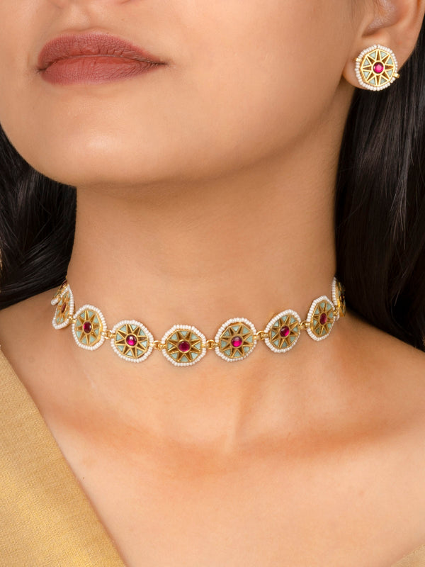 MR-S629LGRP - Mishr Choker Necklace Set