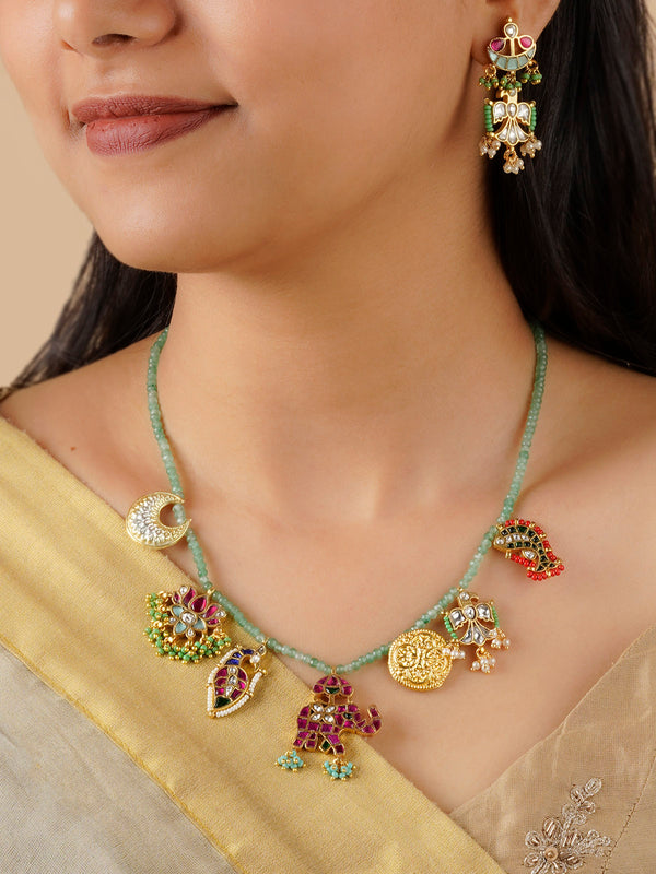 MR-S693MA - Multicolor Gold Plated Mishr Necklace Set