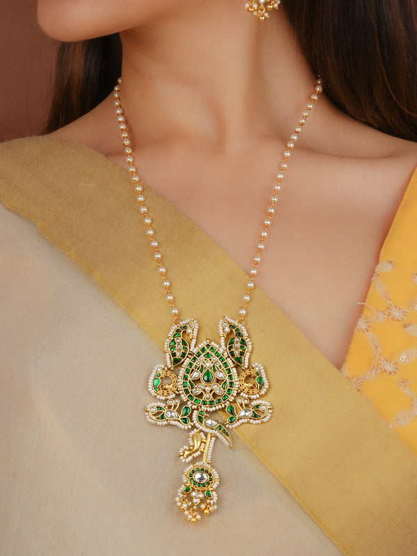 Green Color Gold Plated Mishr Necklace Set - MR-S750WGR