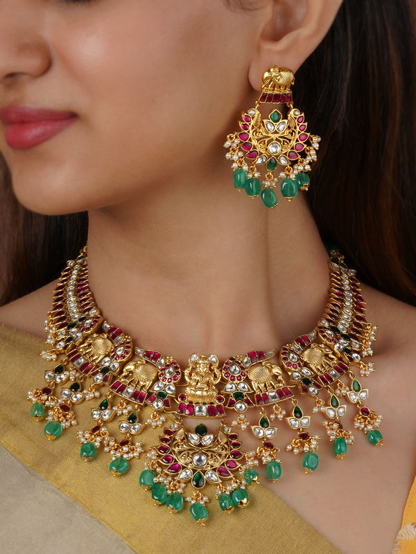 MR-S793M - Multicolor Gold Plated Mishr Necklace Set