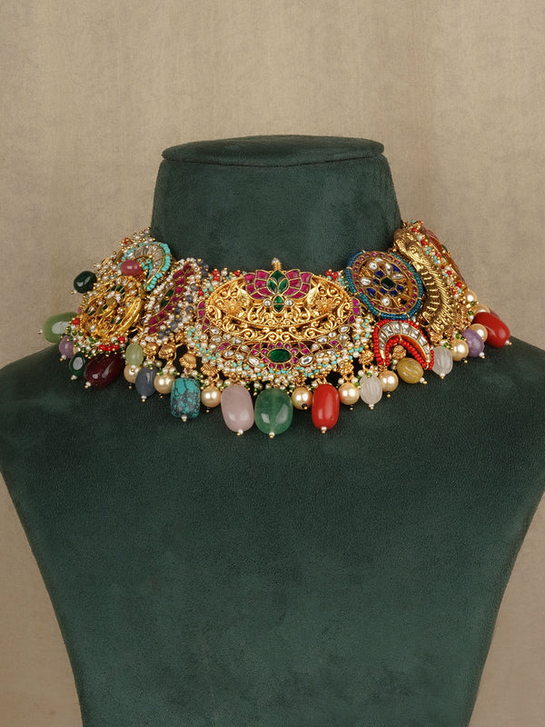 Multicolor Gold Plated Mishr Necklace Set - MR-S801M