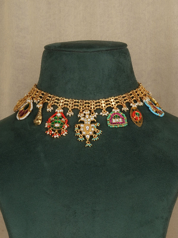 Multicolor Gold Plated Mishr Necklace Set - MR-S822M