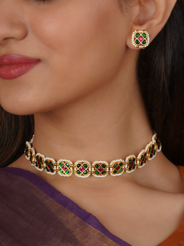 Gold Plated Mishr Necklace Set - MR-S824