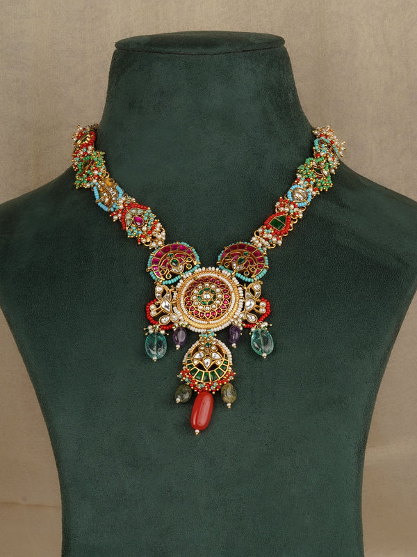 Multicolor Gold Plated Mishr Necklace Set - MR-S831