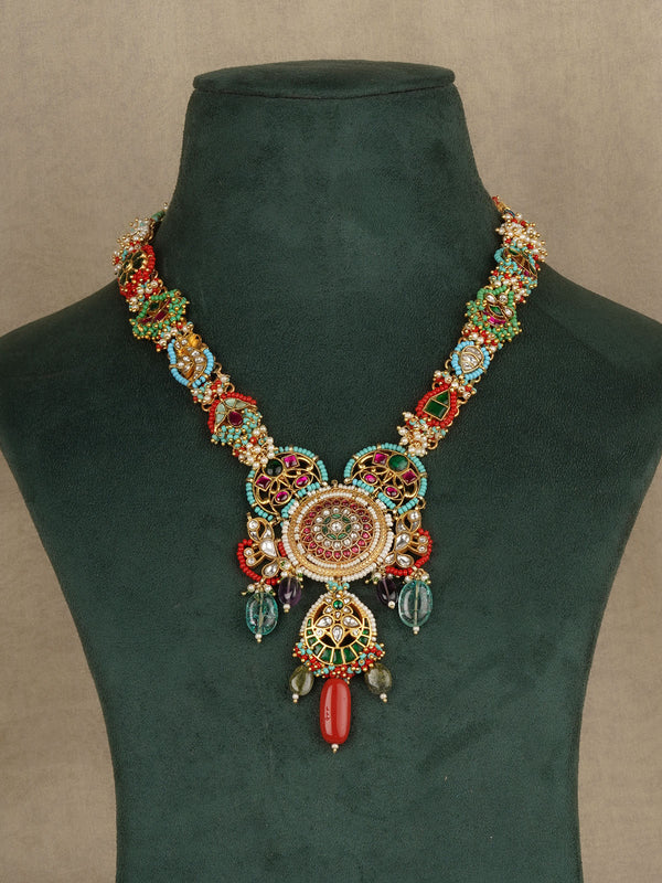 Multicolor Gold Plated Mishr Necklace Set - MR-S831