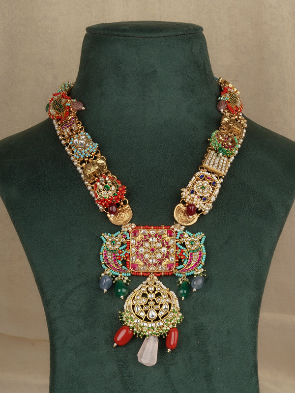 Multicolor Gold Plated Mishr Necklace Set - MR-S833M