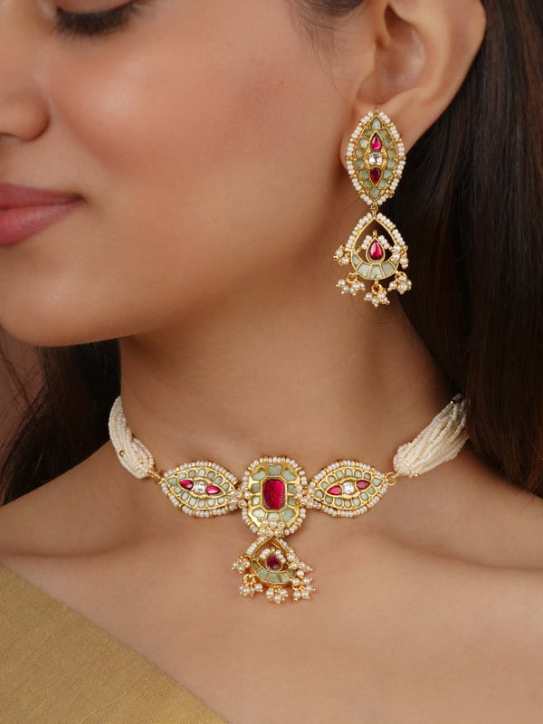Multicolor Gold Plated Mishr Necklace Set - MR-S978M