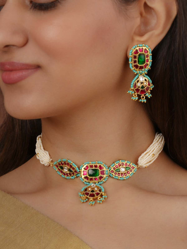 Multicolor Gold Plated Mishr Necklace Set - MR-S981M