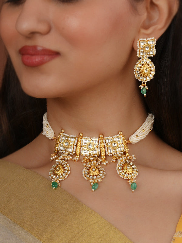 Gold Plated Mishr Necklace Set - MR-S986