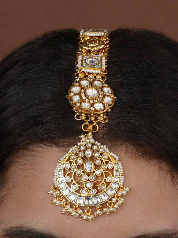 White Color Gold Plated Mishr Maangteeka - MR-T15A