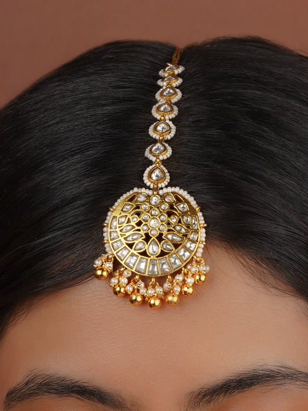 White Color Gold Plated Mishr Maangteeka - MR-T81