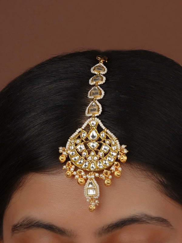 White Color Gold Plated Mishr Maangteeka - MR-T91