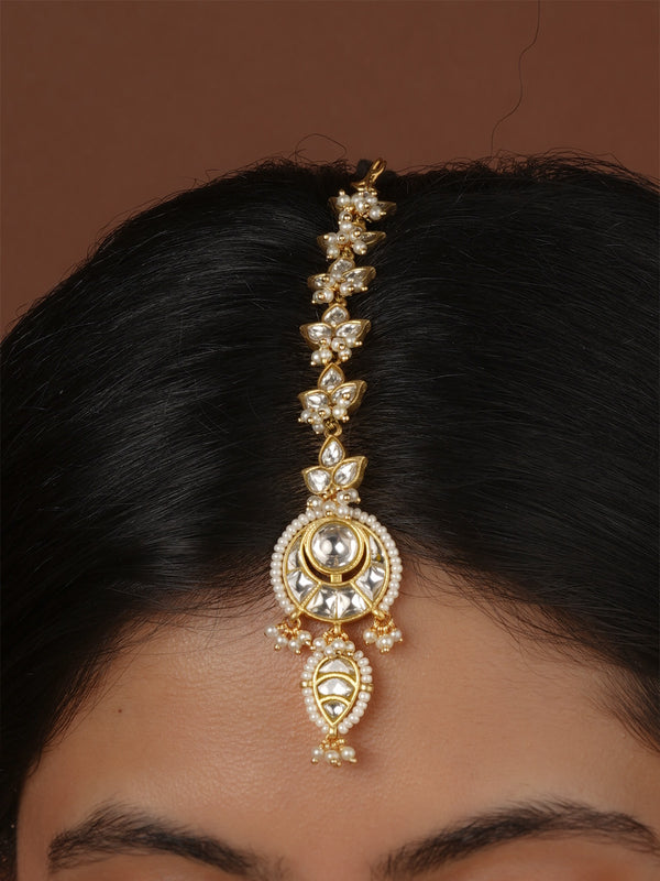 White Color Gold Plated Mishr Maangteeka - MR-T93