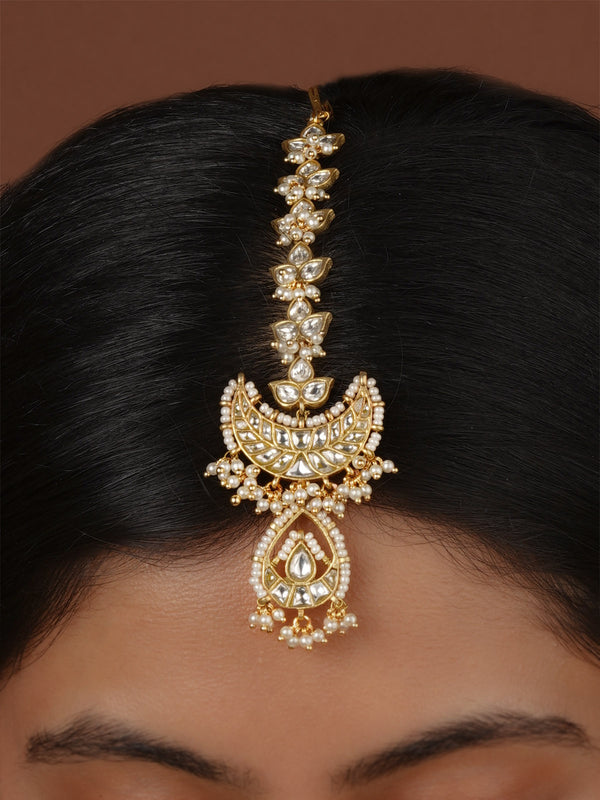 White Color Gold Plated Mishr Maangteeka - MR-T95