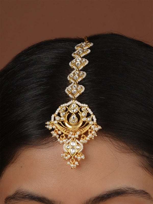 White Color Gold Plated Mishr Maangteeka - MR-T97