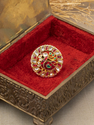 Multicoloured Golden Jadau Rings – Amazel Designs