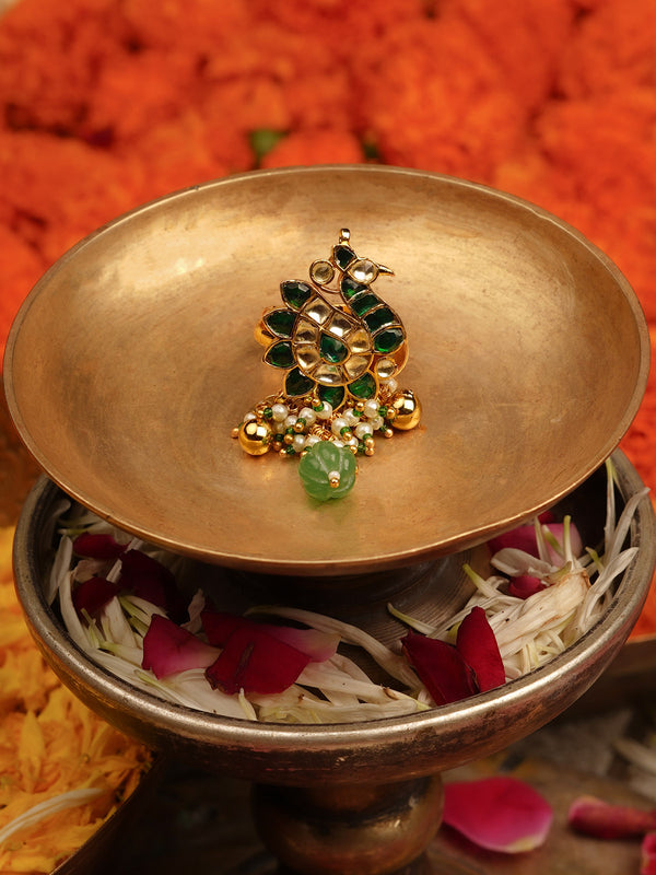 Gold Plated Jadau Kundan Ring - MRNG192