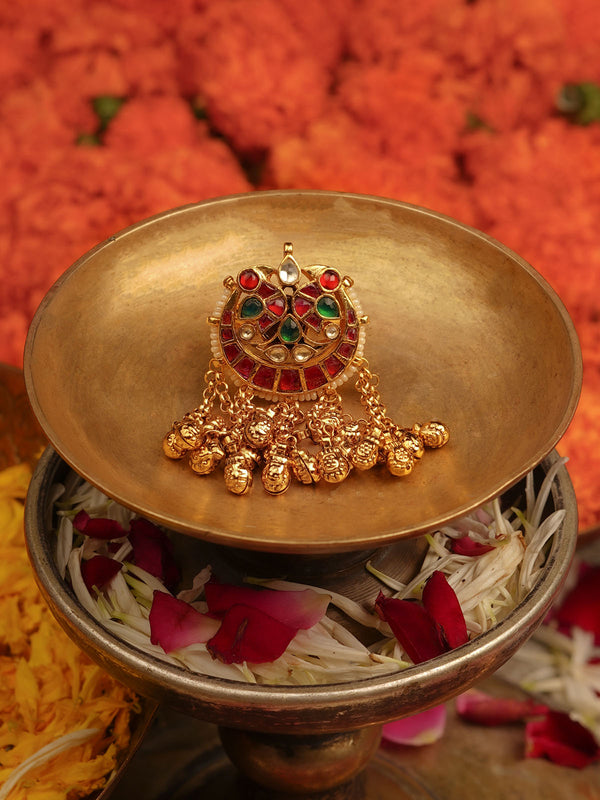 Gold Plated Jadau Kundan Ring - MRNG202